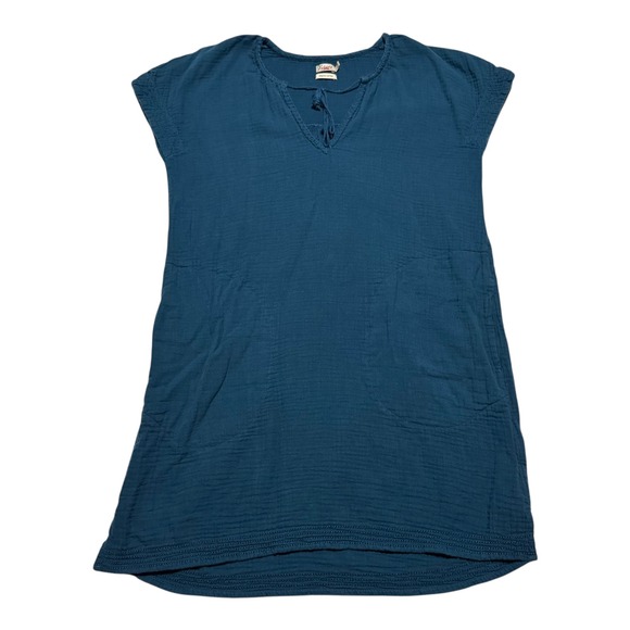 Faherty Dresses & Skirts - Faherty Ninie Blue Organic Cotton Sleeveless‎ Dress Shirt Women's Small